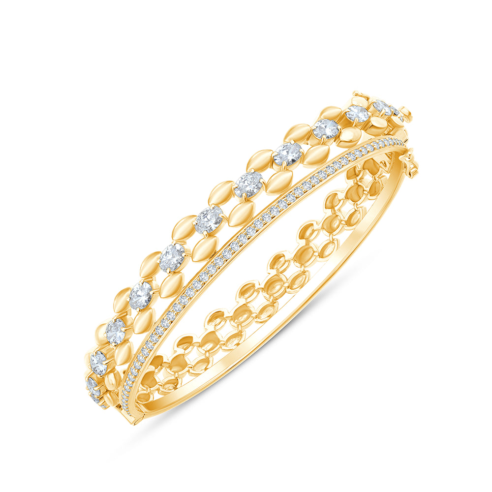 Mixed Cut Checkers Line Oval Bracelet