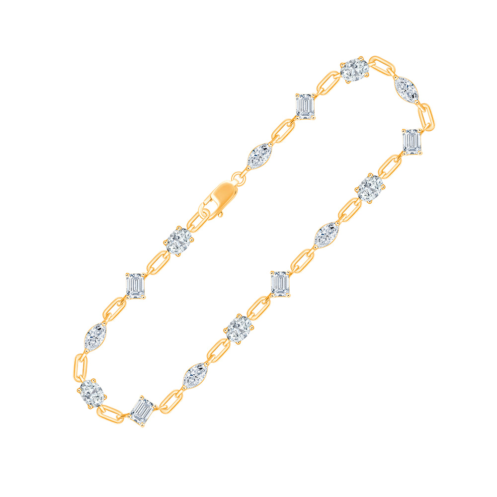 Mixed Cut Station Chain Bracelet