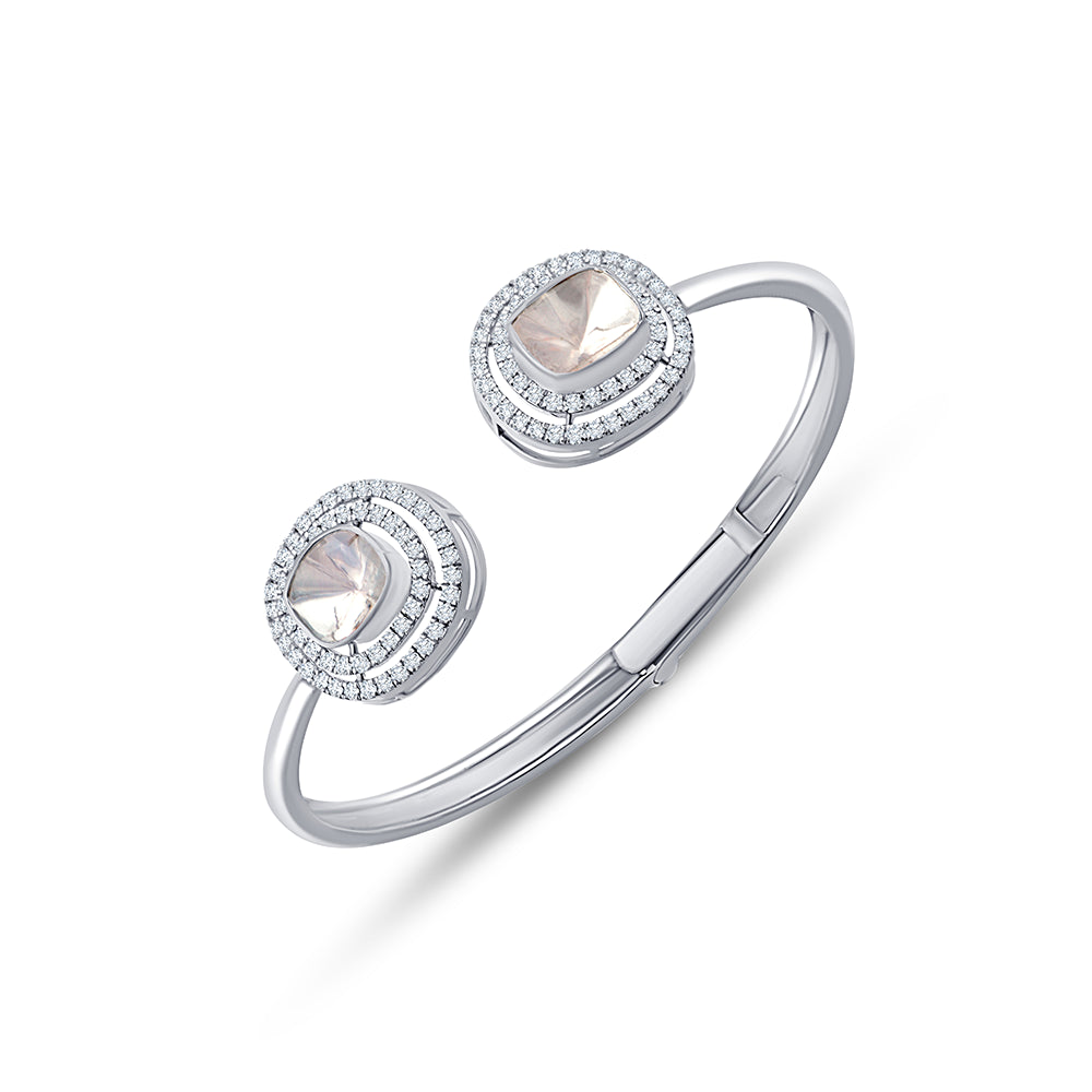 Polki Double Halo Open Tube Bracelet 