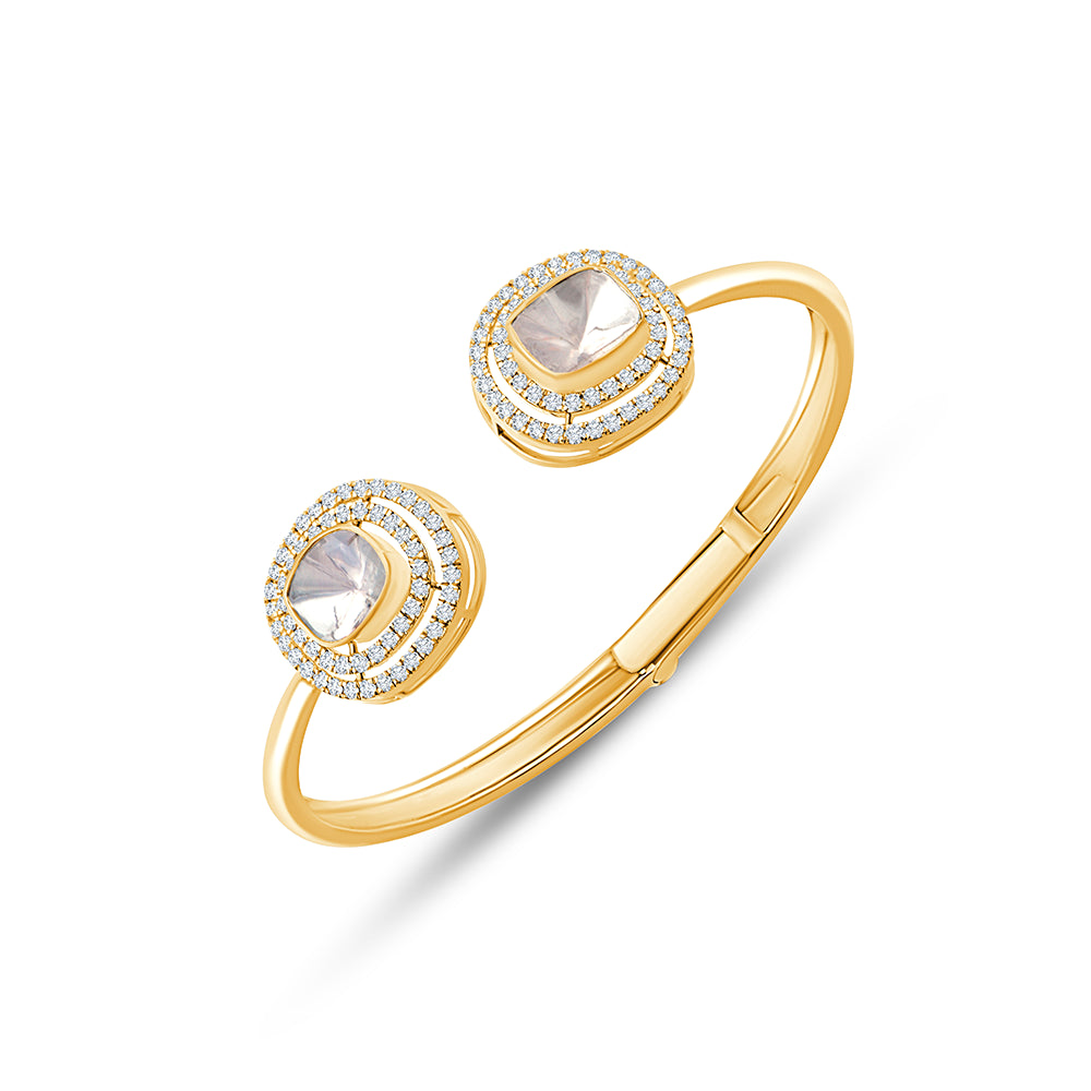 Polki Double Halo Open Tube Bracelet 