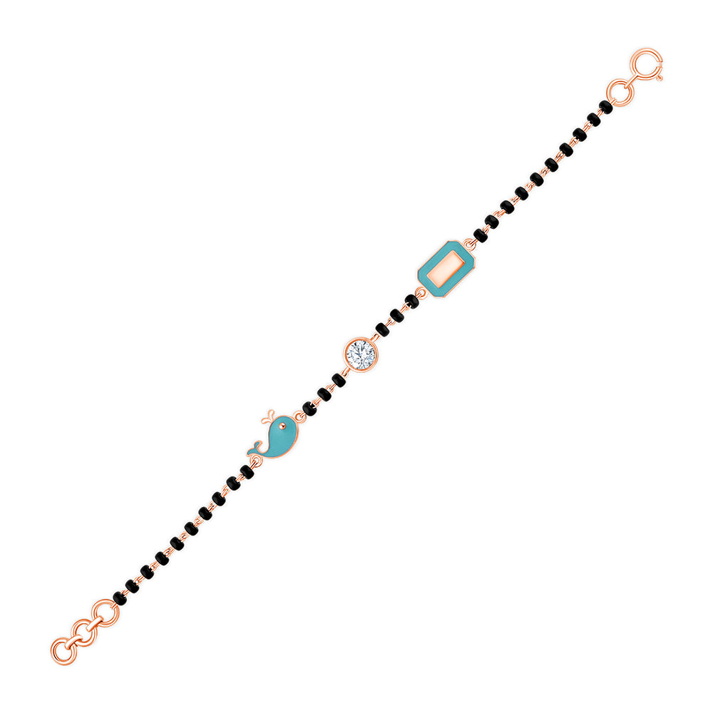 Brilliant Cut Enamel Charm Black Bead Bracelet