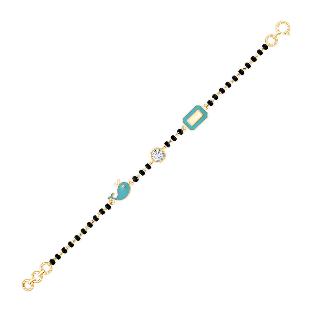 Brilliant Cut Enamel Charm Black Bead Bracelet