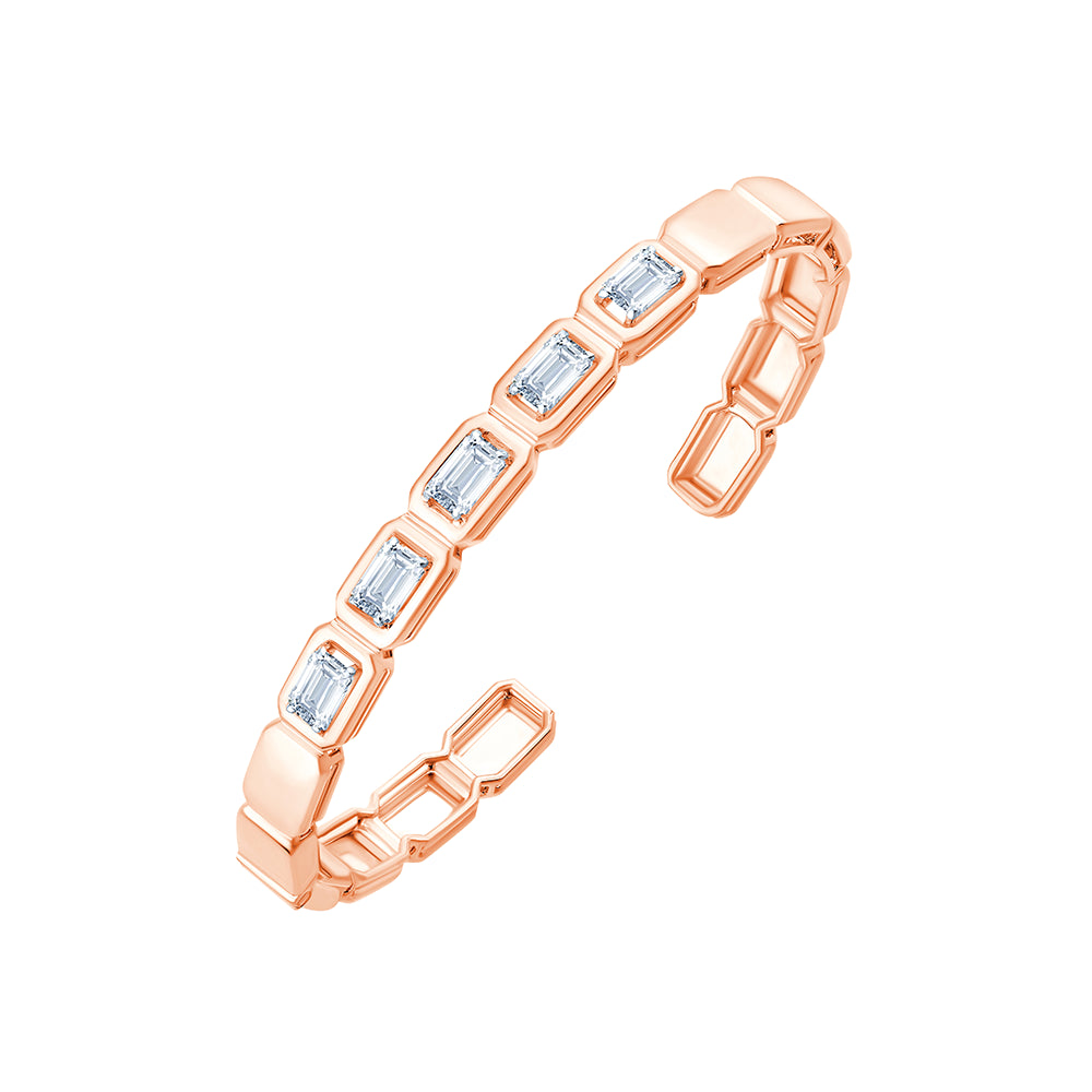 23 Carat Emerald Cut Diamond Line Oval Bracelet 