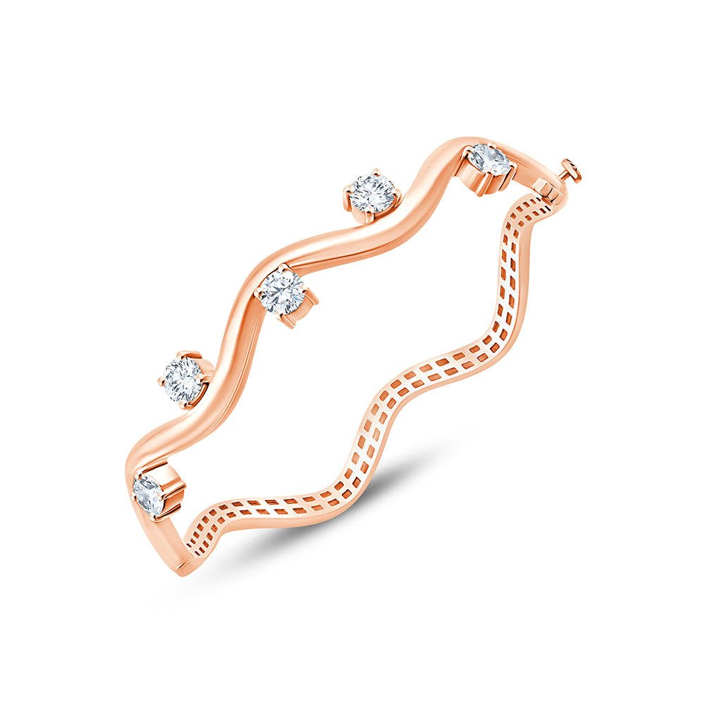 Brilliant Cut Wave Line Oval Bracelet
