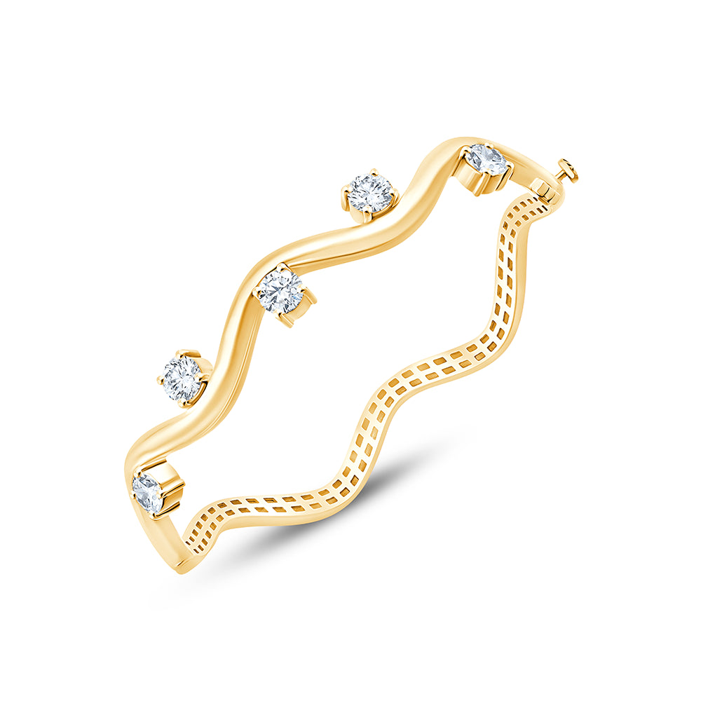 Brilliant Cut Wave Line Oval Bracelet