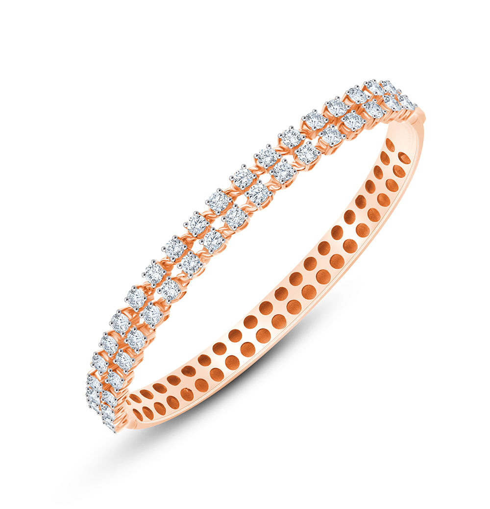 Brilliant Cut Double Row Hinged Bracelet