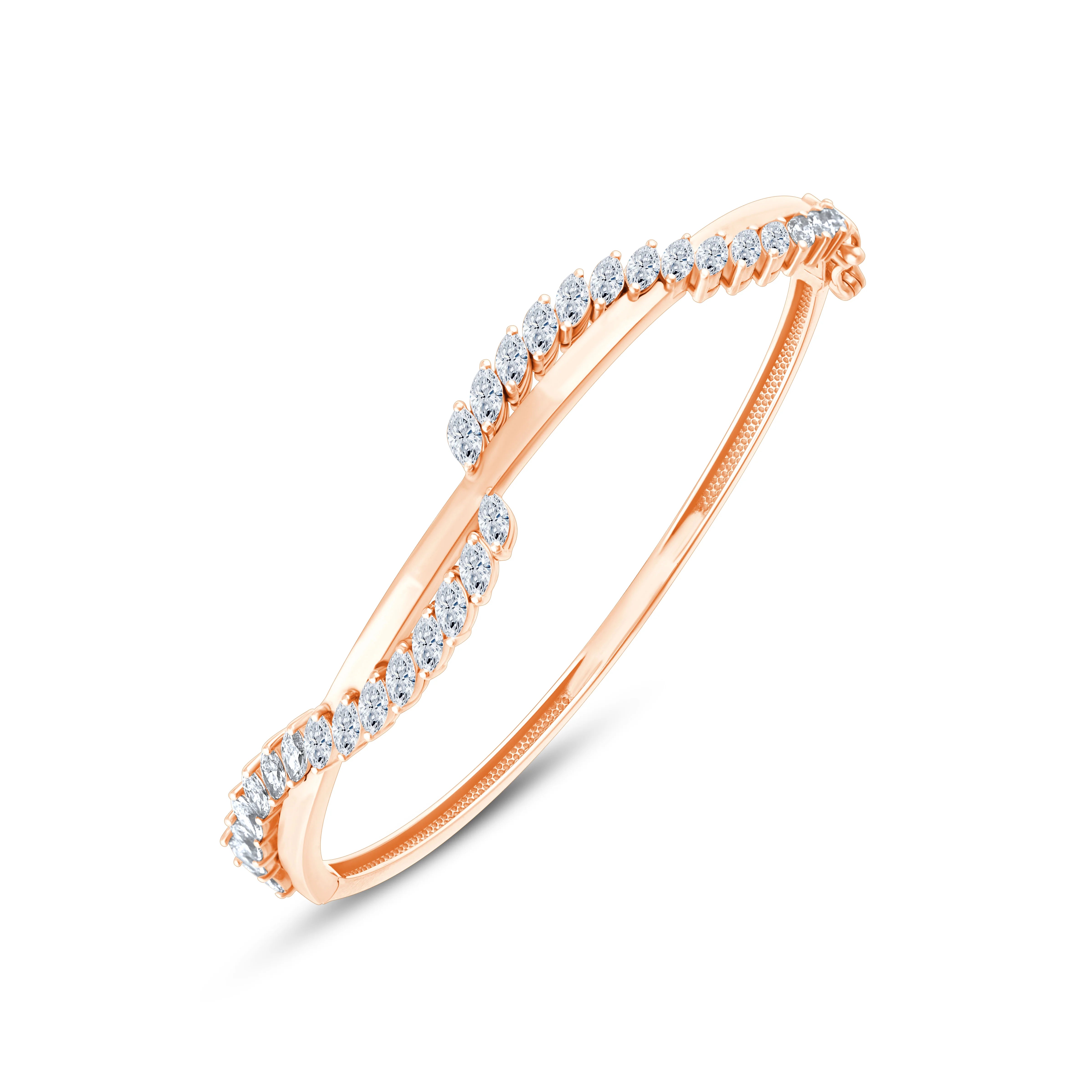 Marquise Cut Crossover Hinged Bracelet