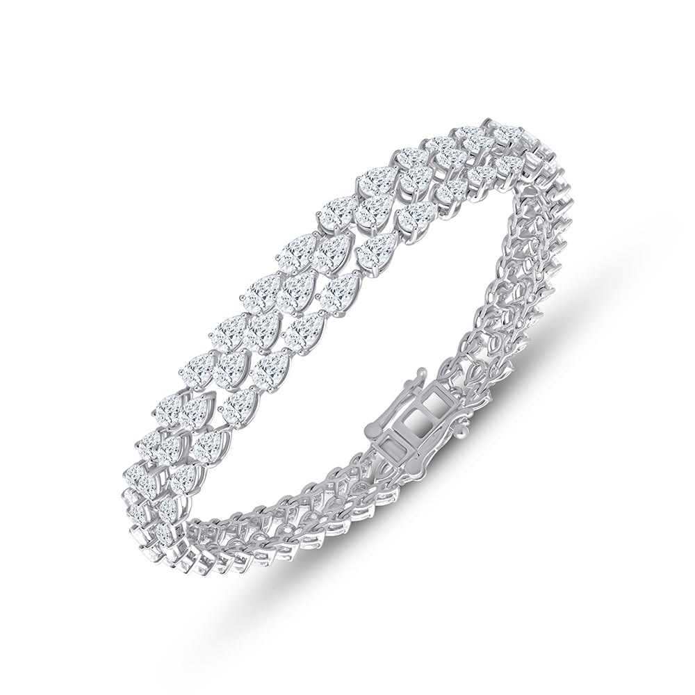 Pear Cut Triple Row Bracelet