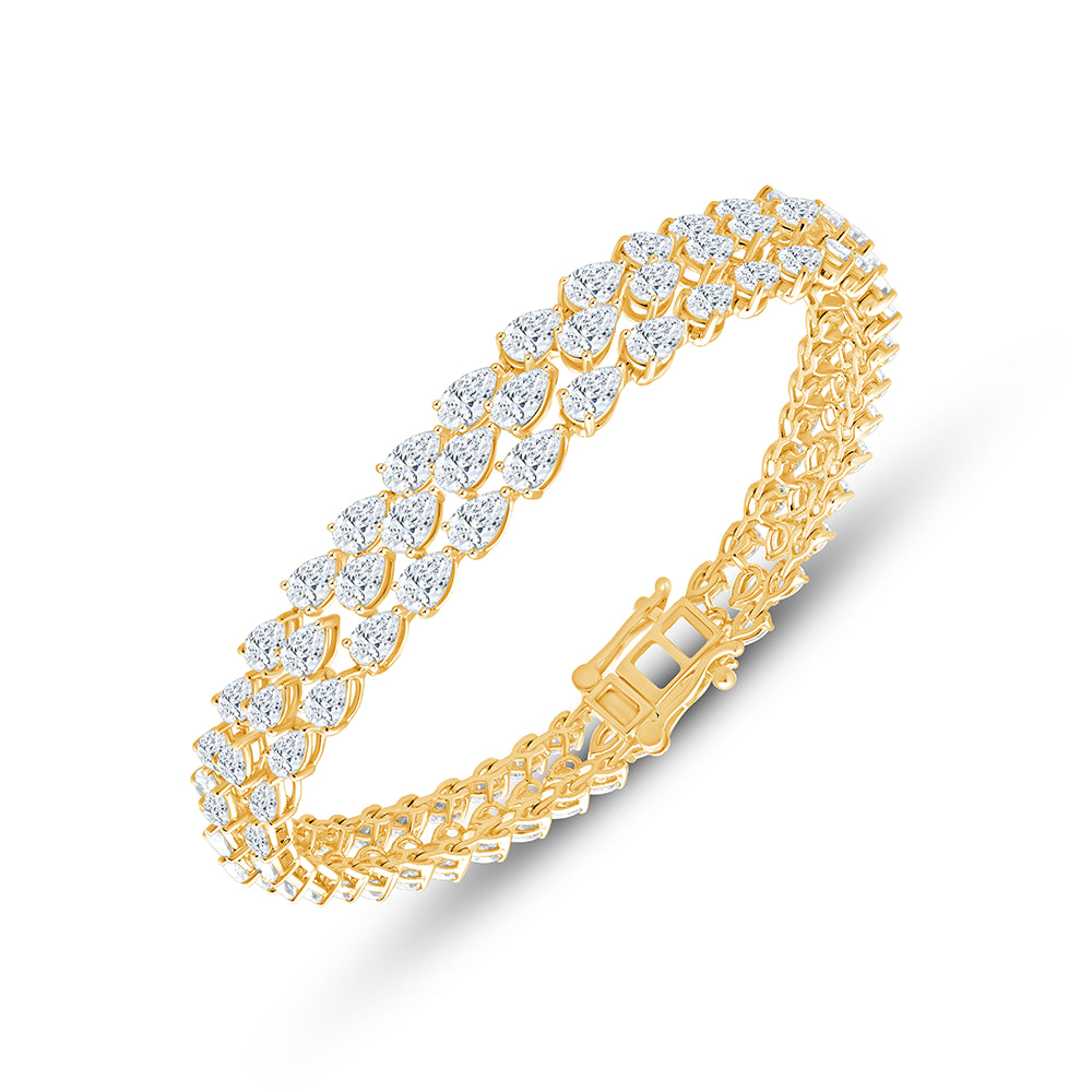 Pear Cut Triple Row Bracelet