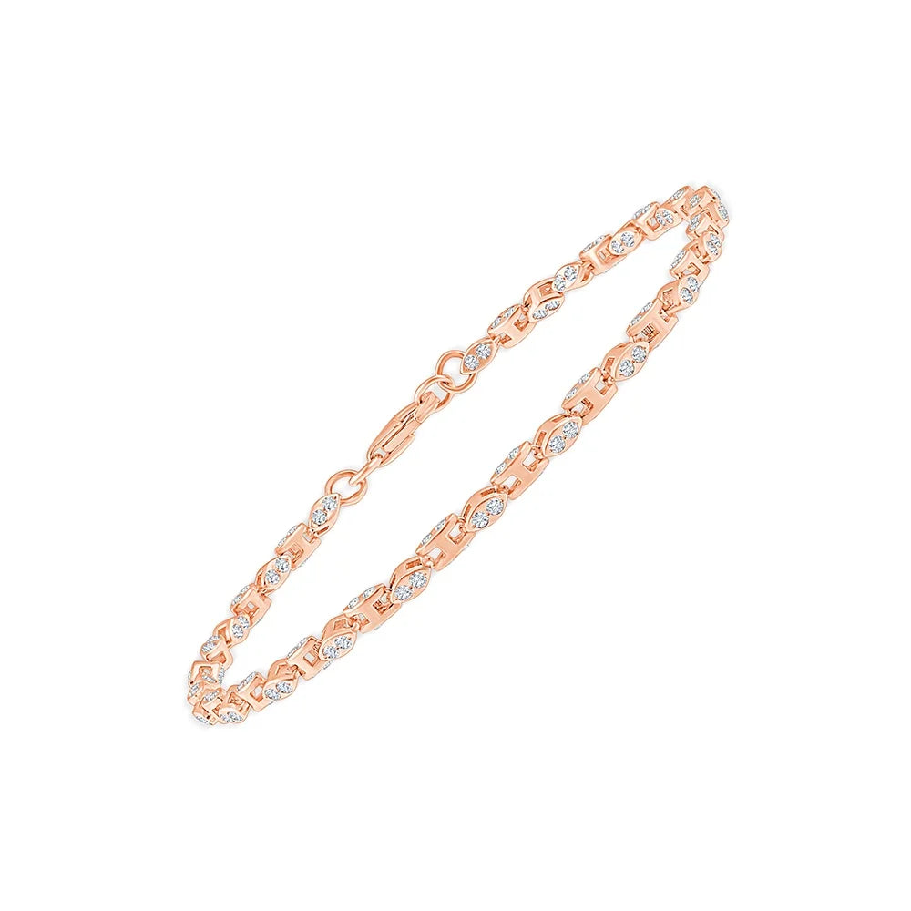 Brilliant Cut Marquise Motif Link Bracelet