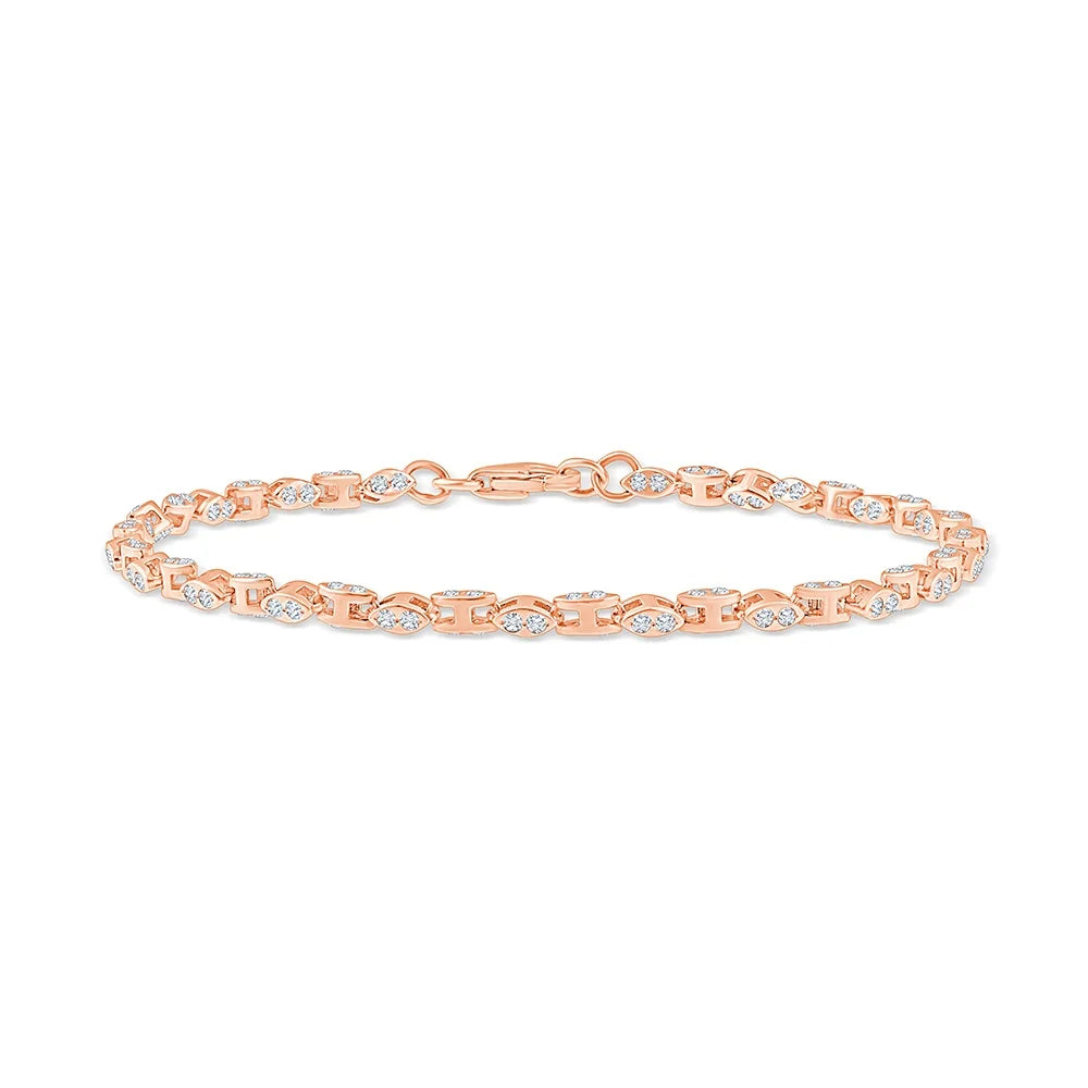 Brilliant Cut Marquise Motif Link Bracelet