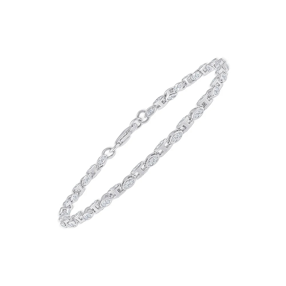 Brilliant Cut Marquise Motif Link Bracelet