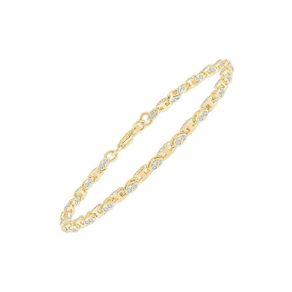 Brilliant Cut Marquise Motif Link Bracelet