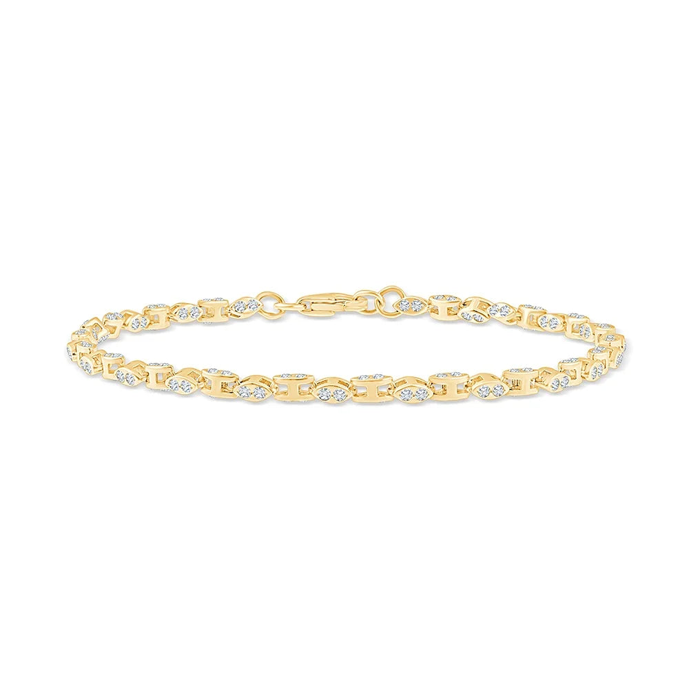 Brilliant Cut Marquise Motif Link Bracelet