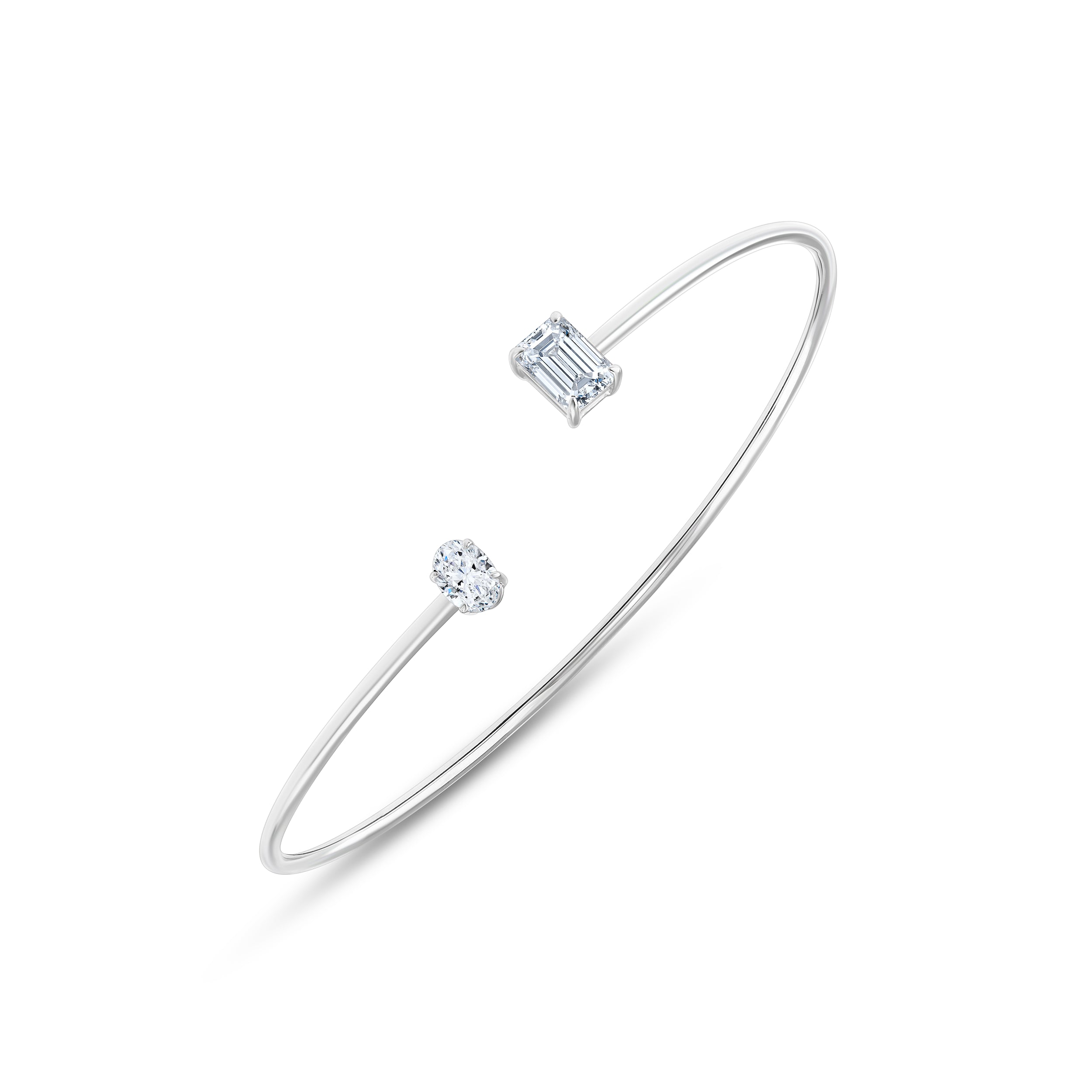 Emerald  Oval Cut Open Tube Bracelet