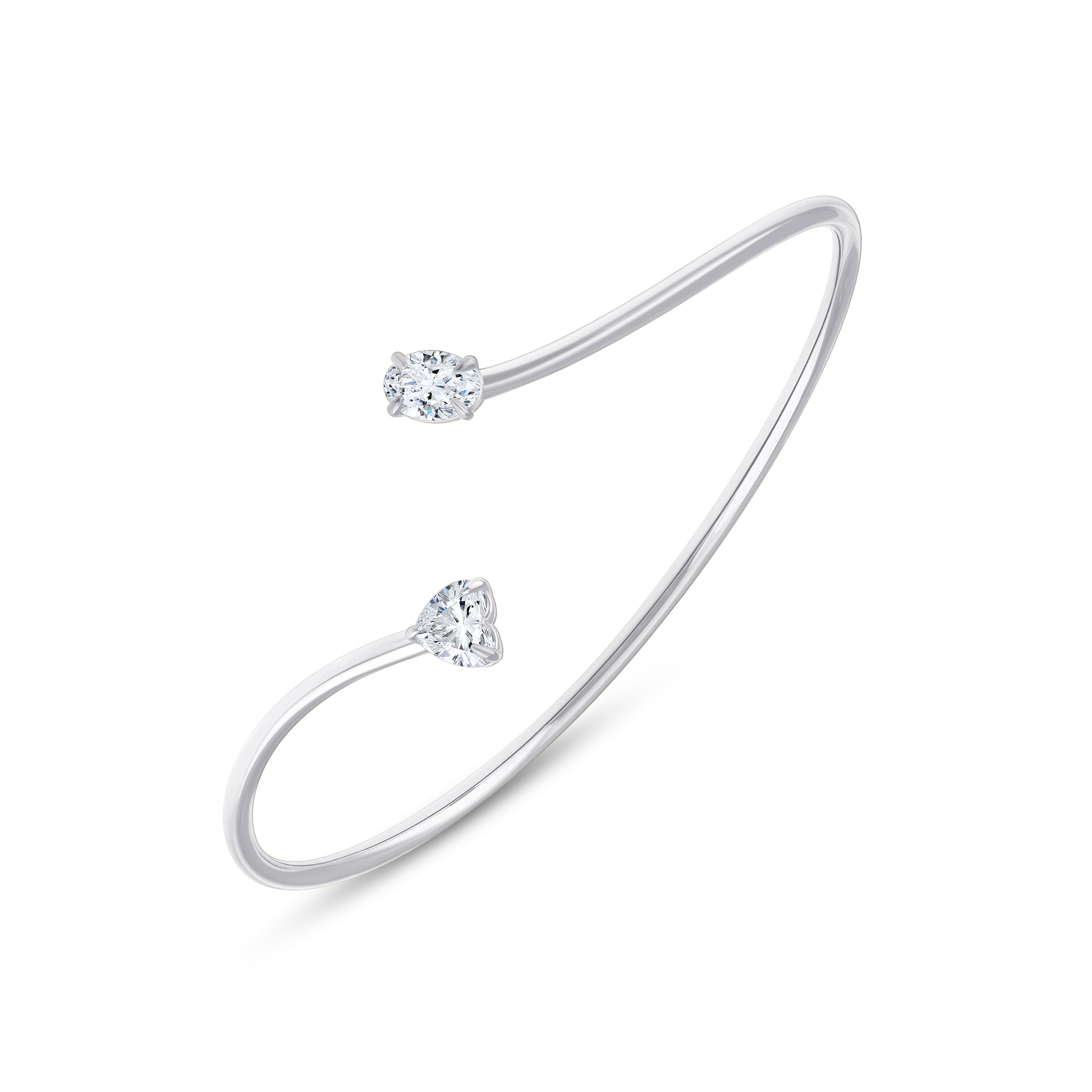 Oval & Heart Cut Open Bypass Bracelet