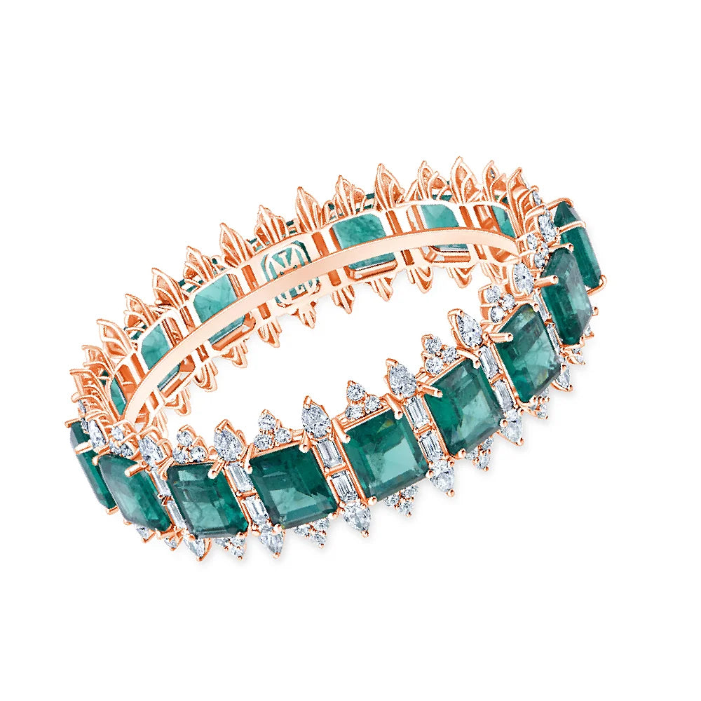 Emerald Cut  Baguette Cut Crown SemiPrecious Stone Bracelet