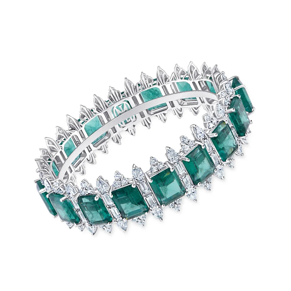 Emerald Cut  Baguette Cut Crown SemiPrecious Stone Bracelet