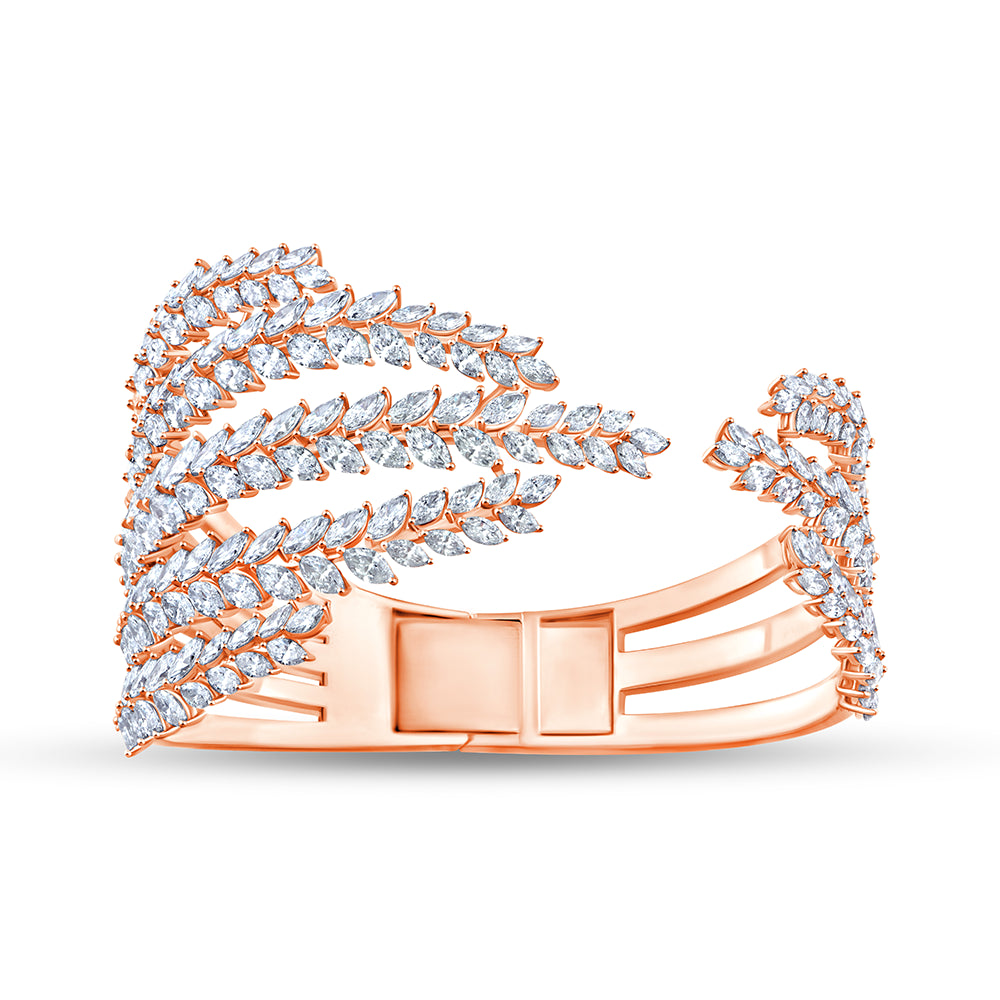 Marquise Cut Feather Open Bracelet