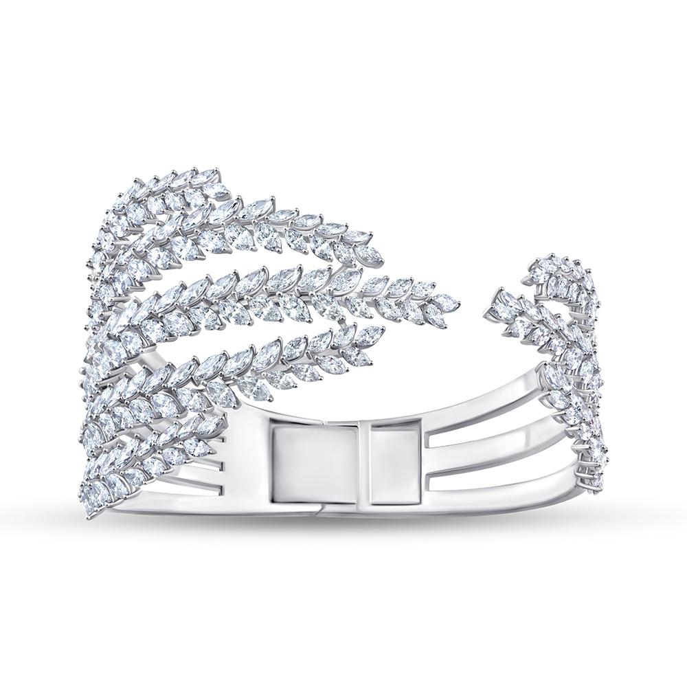 Marquise Cut Feather Open Bracelet