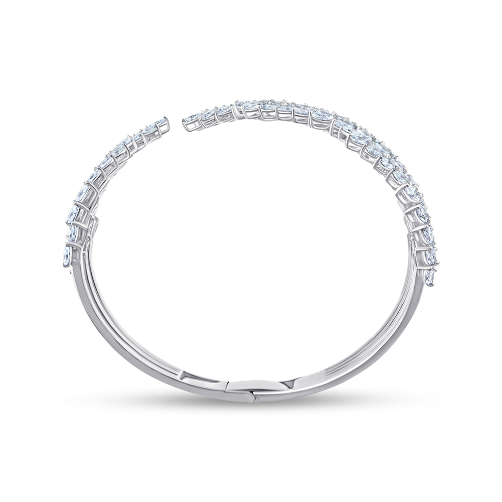 Marquise Cut Feather Open Bracelet
