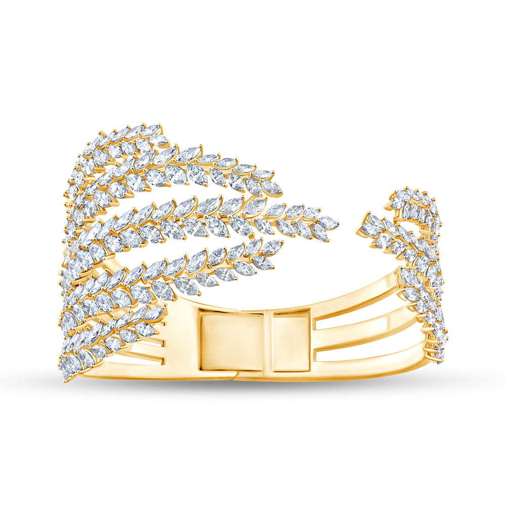 Marquise Cut Feather Open Bracelet