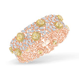 Mixed Cut Yellow Colour Stone Halo Statement Bracelet