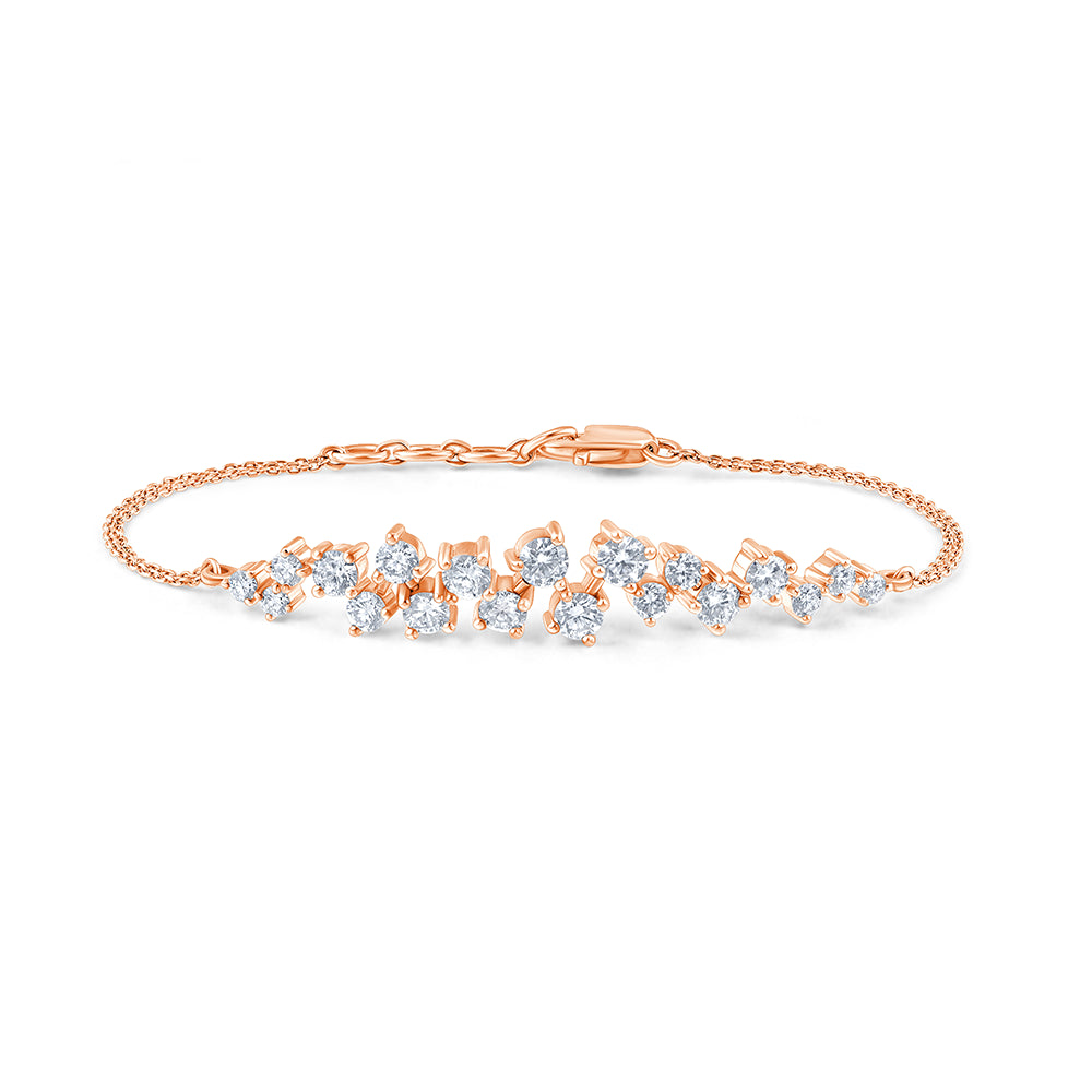 Brilliant Cut Zigzag Bar Chain Bracelet