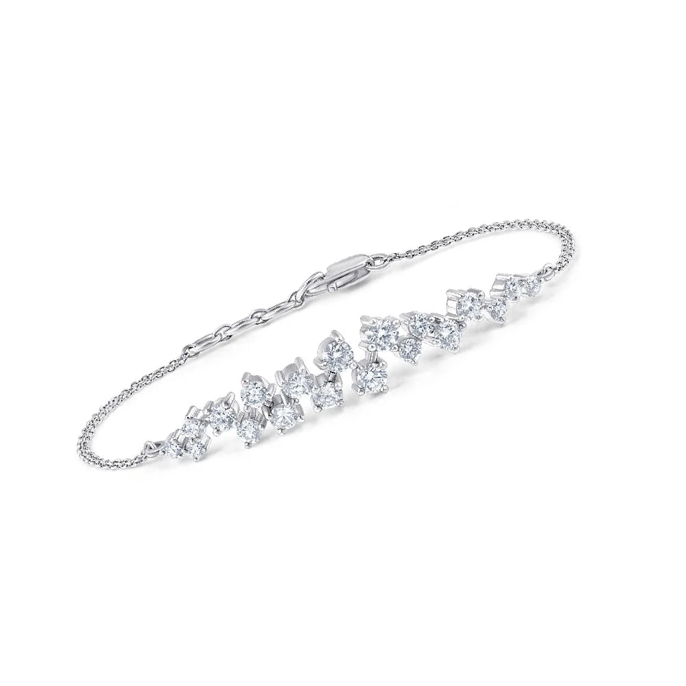 Brilliant Cut Zigzag Bar Chain Bracelet