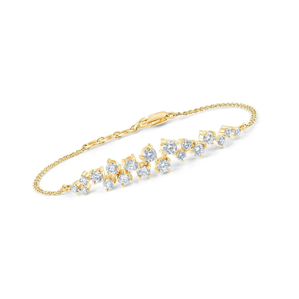 Brilliant Cut Zigzag Bar Chain Bracelet