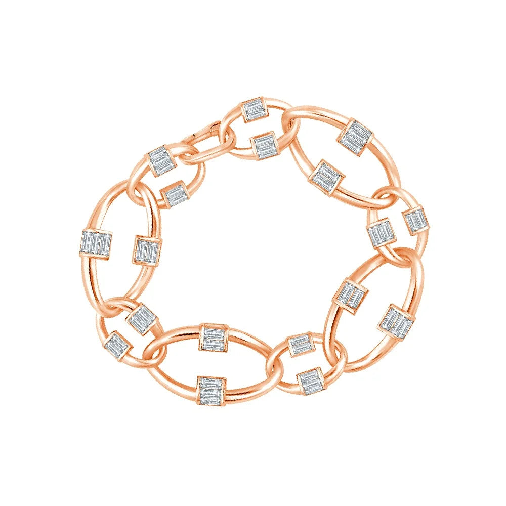 Baguette Cut Chain Link Bracelet
