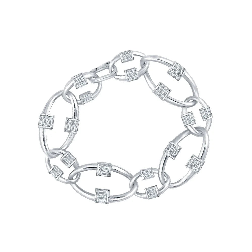 Baguette Cut Chain Link Bracelet