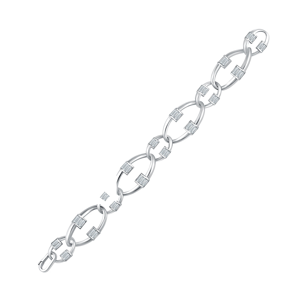 Baguette Cut Chain Link Bracelet
