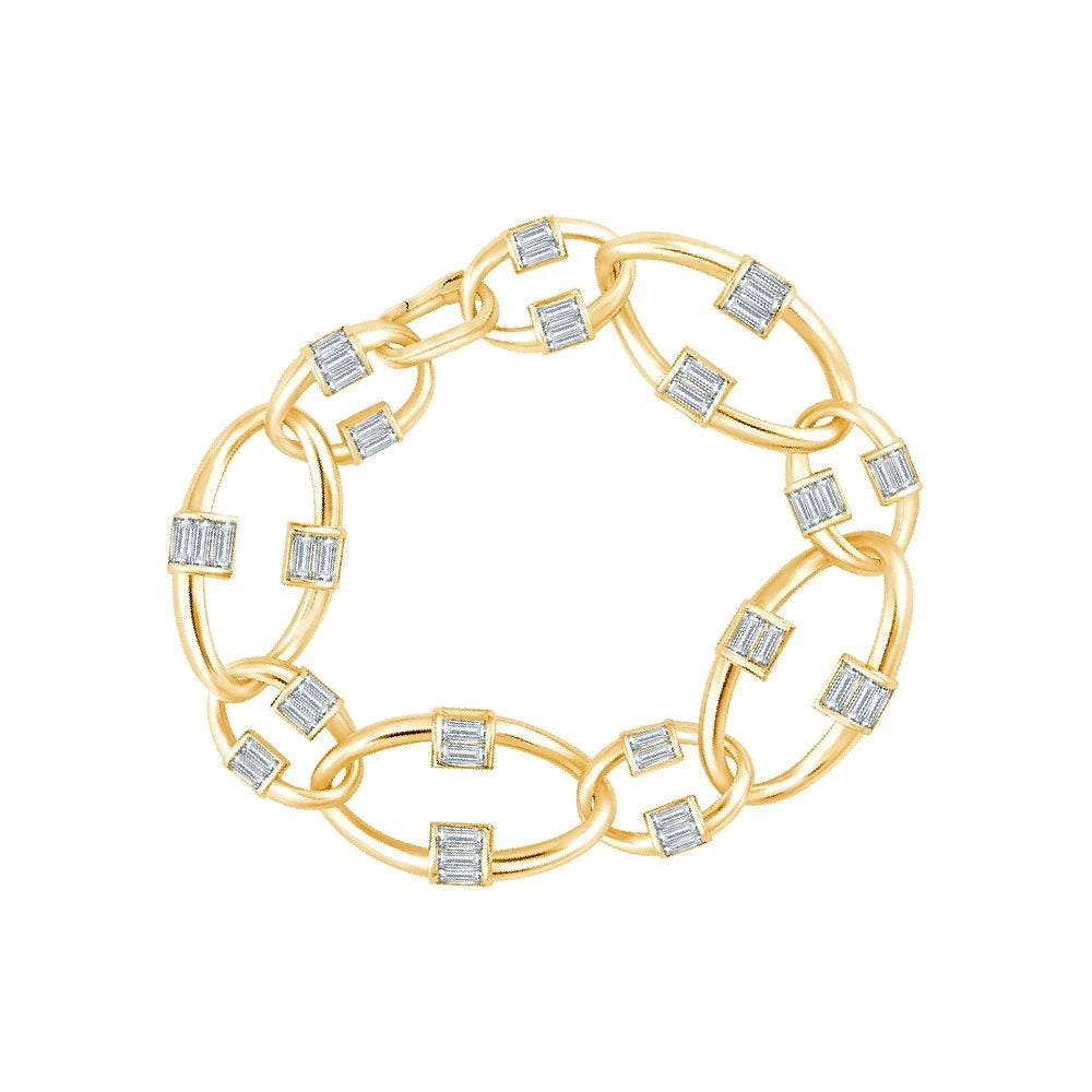 Baguette Cut Chain Link Bracelet