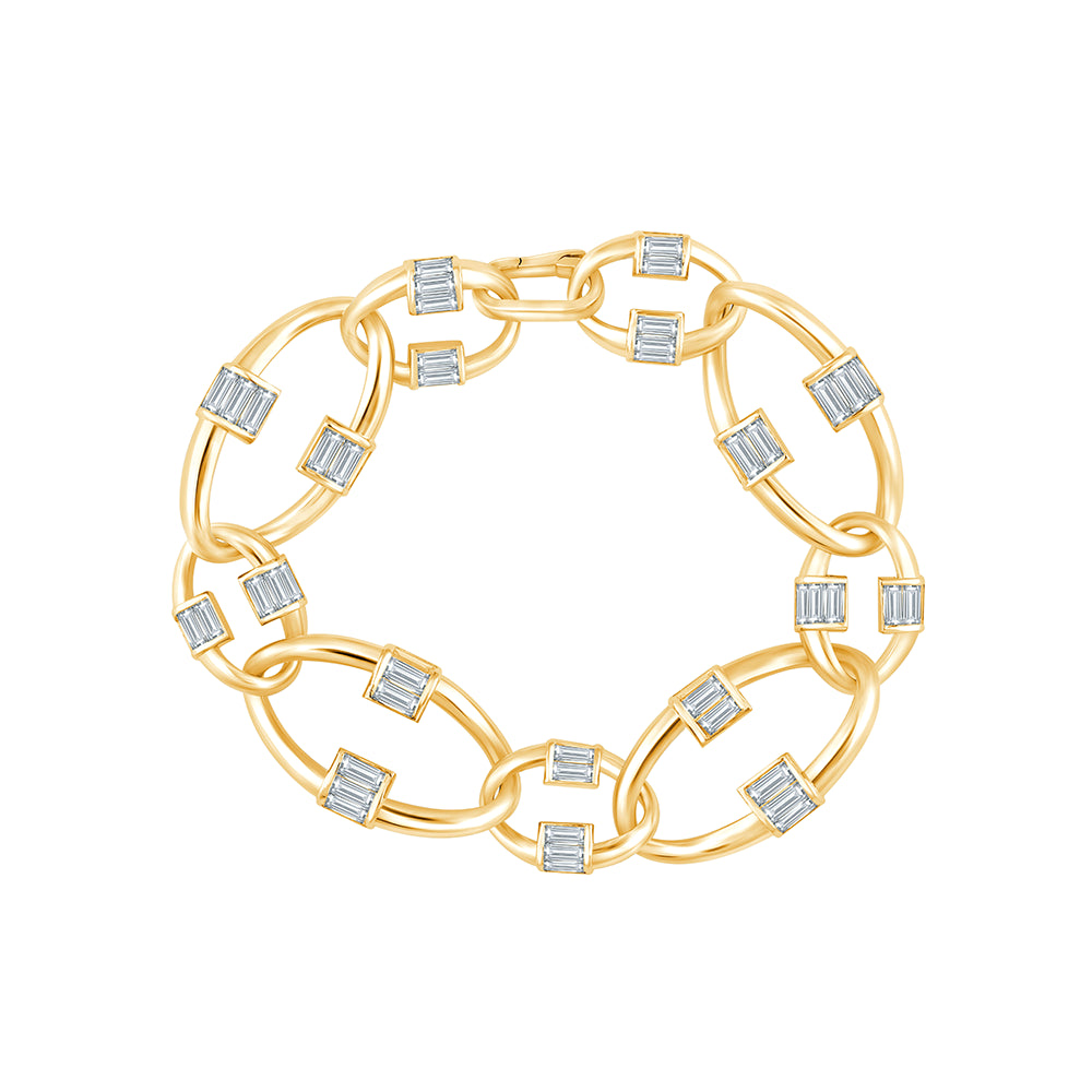 Baguette Cut Chain Link Bracelet