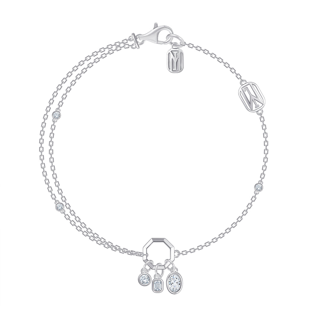 Mixed Cut Diamond Drop Charm Bracelet