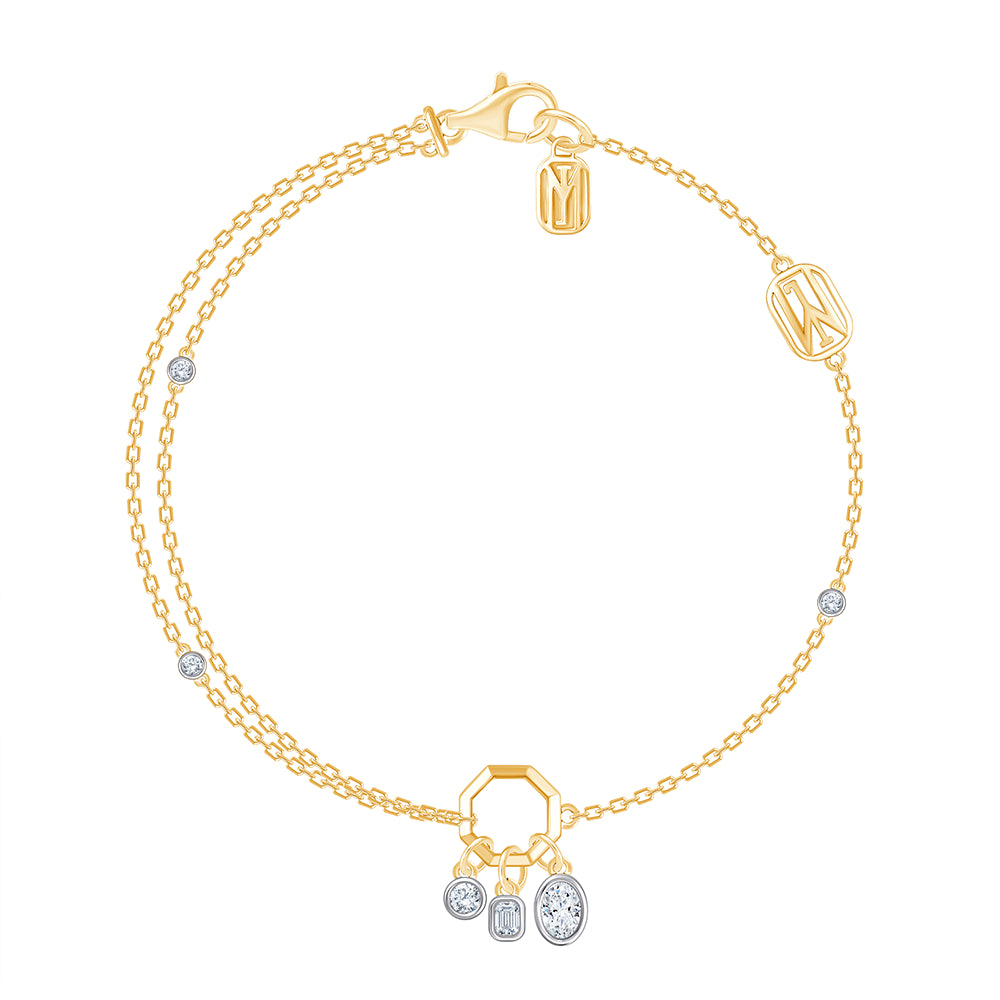 Mixed Cut Diamond Drop Charm Bracelet