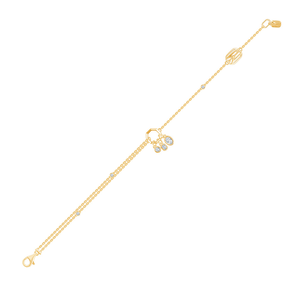 Mixed Cut Diamond Drop Charm Bracelet