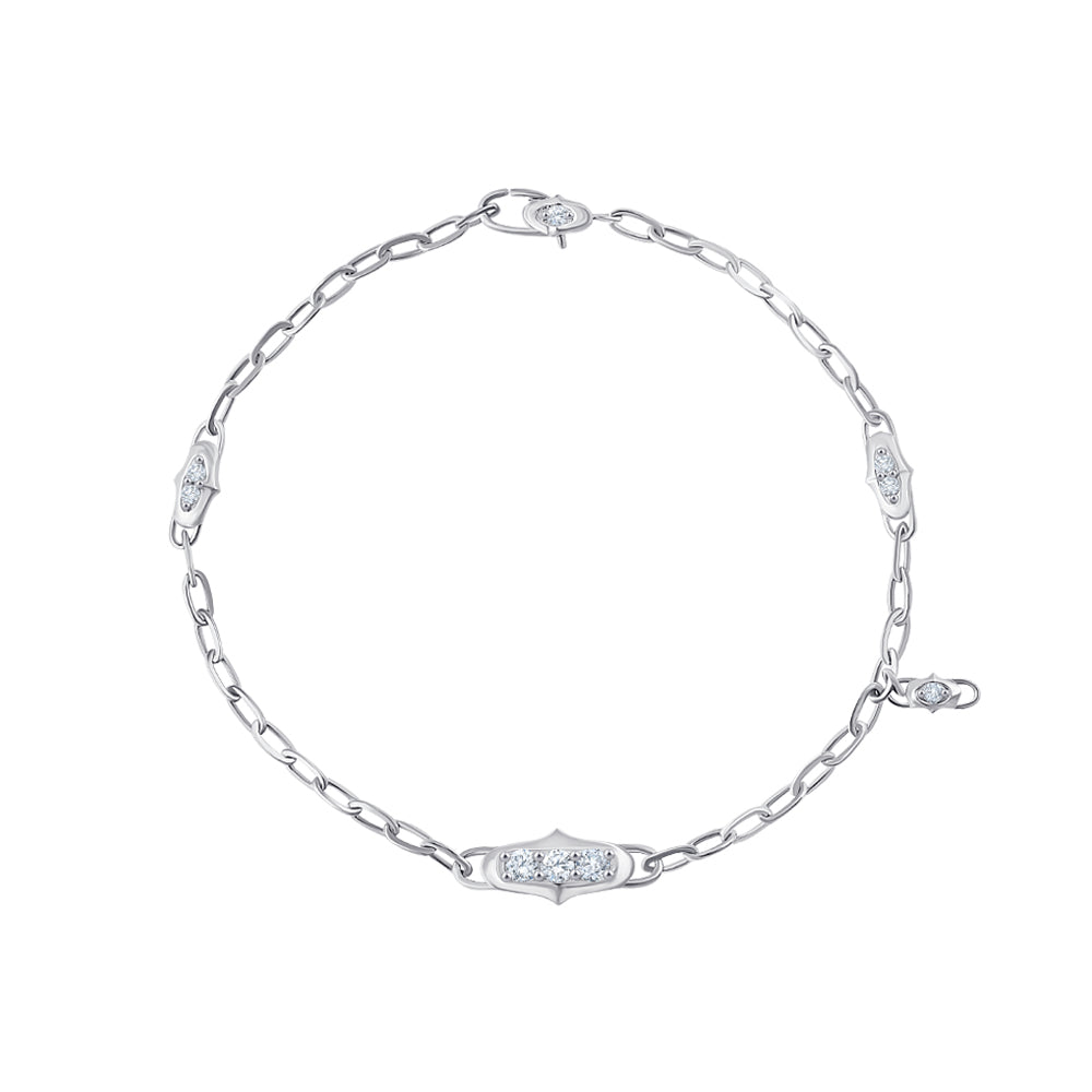 Brilliant Cut Bar Link Paperclip Chain Bracelet
