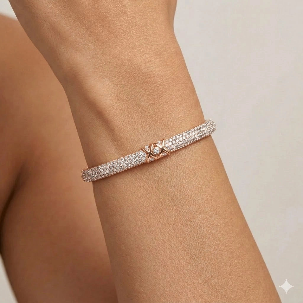 Brilliant Cut Micro Prong Cross Motif Bracelet