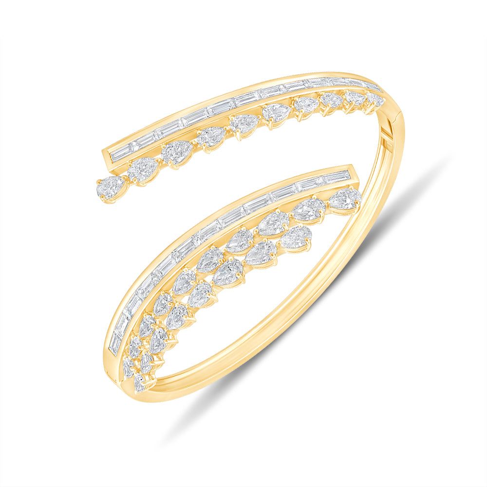 Pear  Baguette Cut Bypass Bracelet
