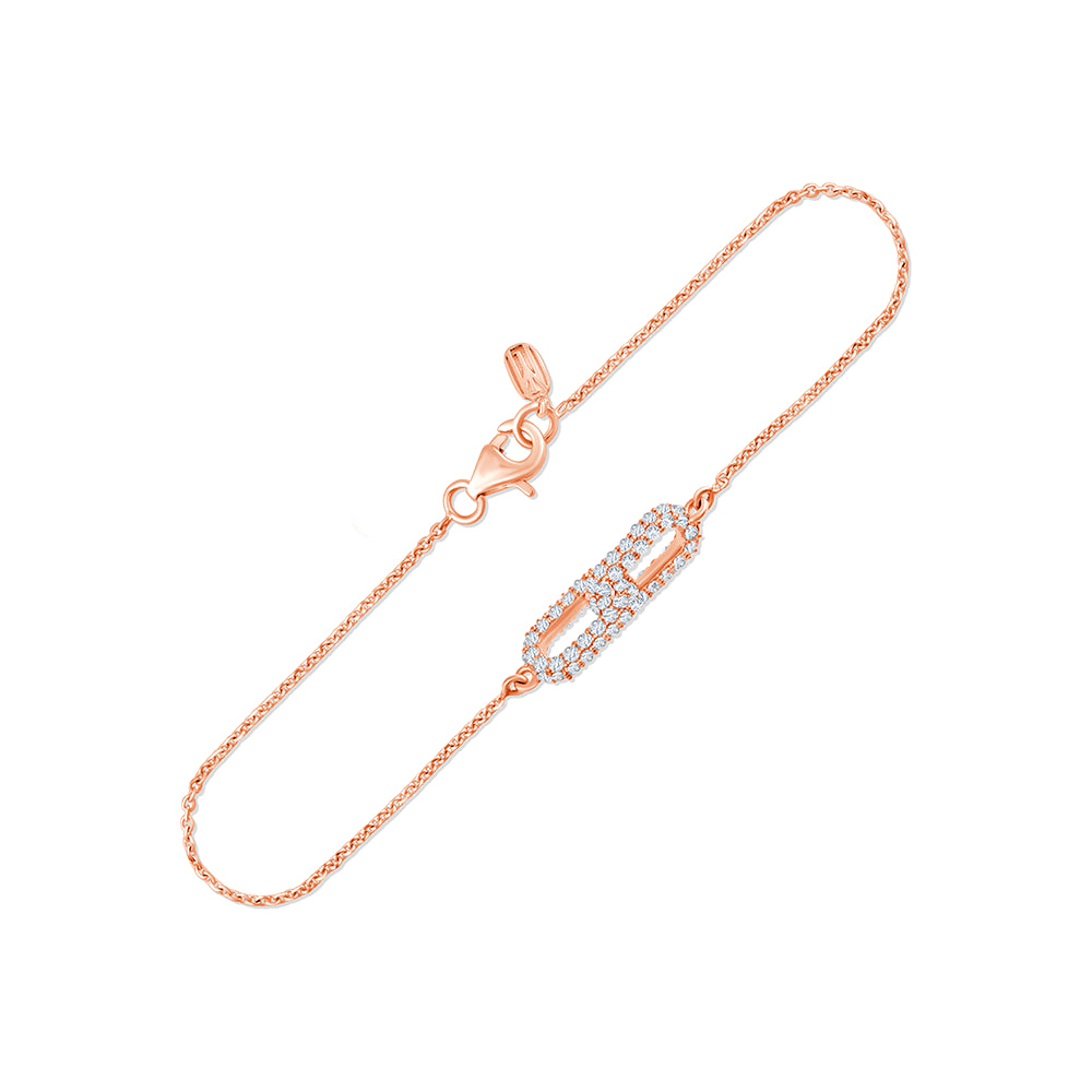 Brilliant Cut Link Motif Chain Bracelet