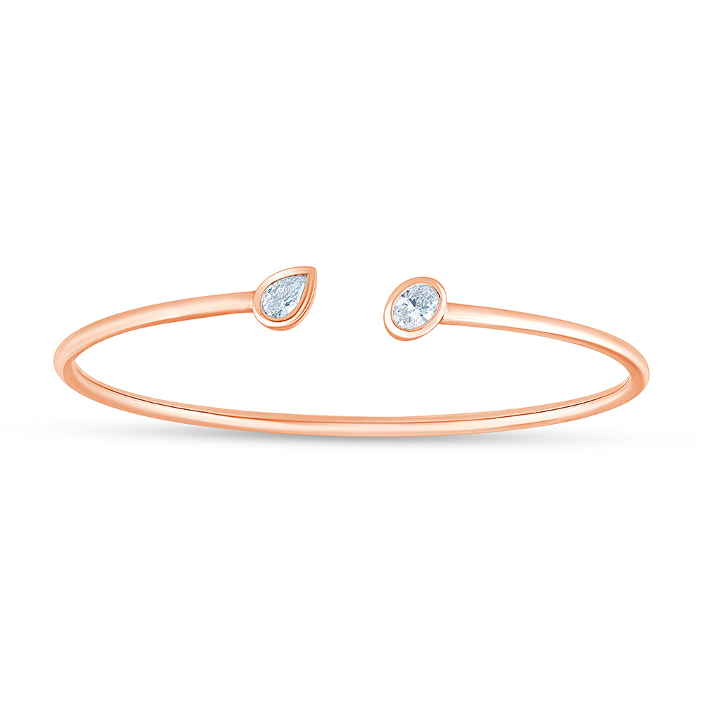 Oval  Pear Cut Open Bracelet