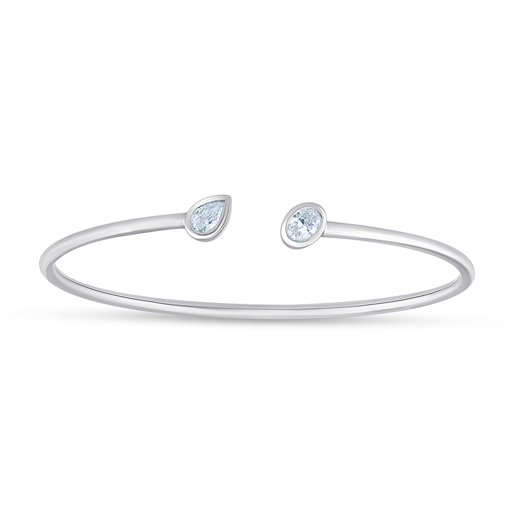 Oval  Pear Cut Open Bracelet