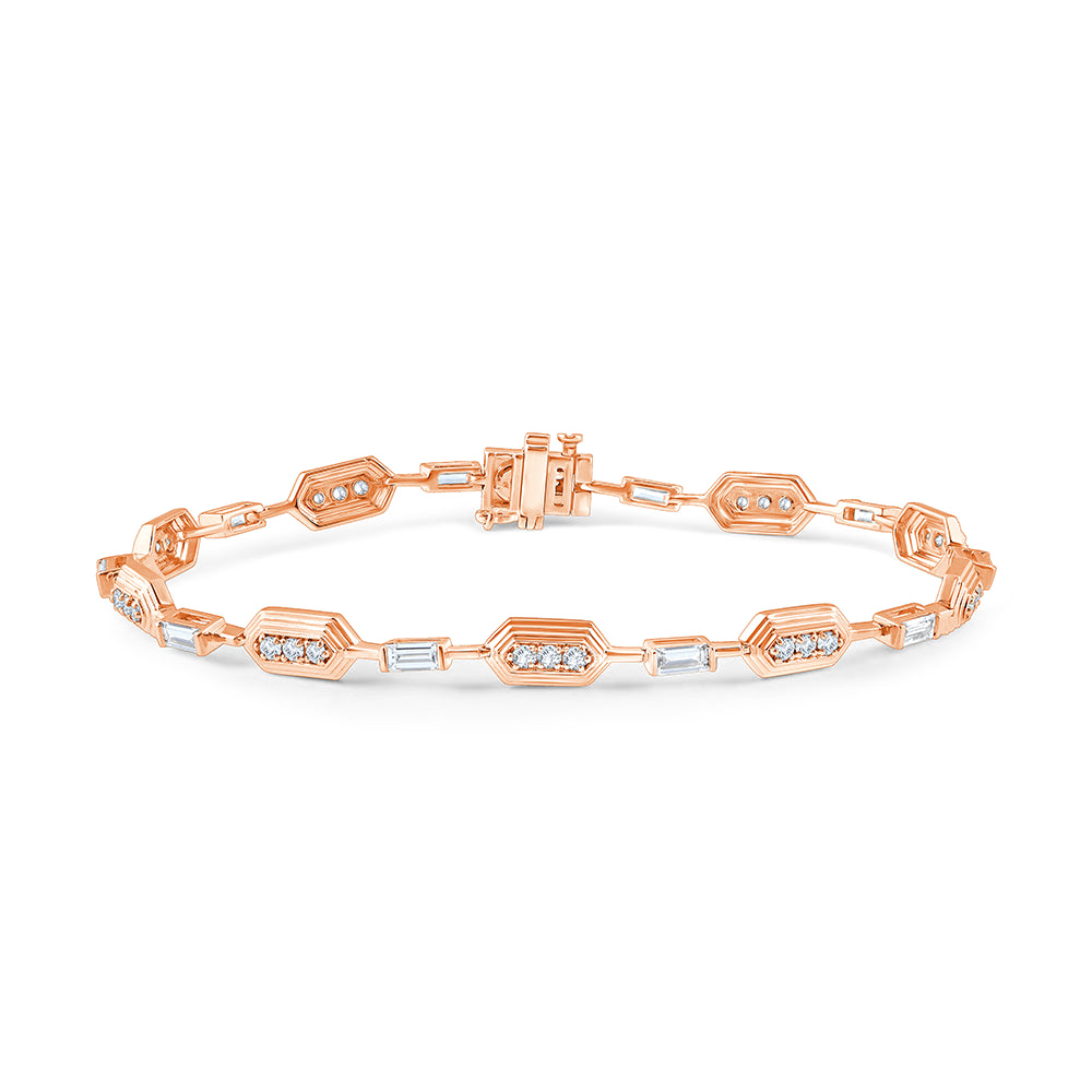 Baguette  Brilliant Cut Station Bracelet