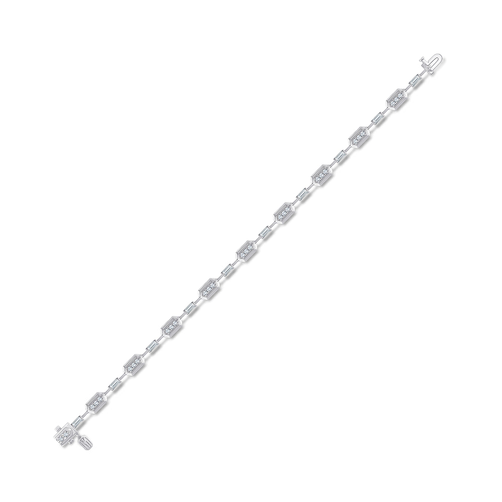 Baguette  Brilliant Cut Station Bracelet