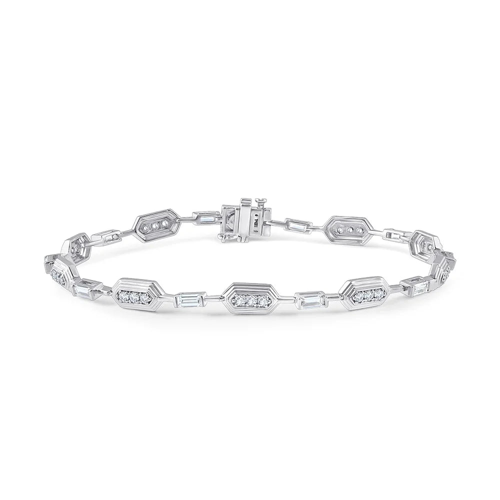 Baguette  Brilliant Cut Station Bracelet