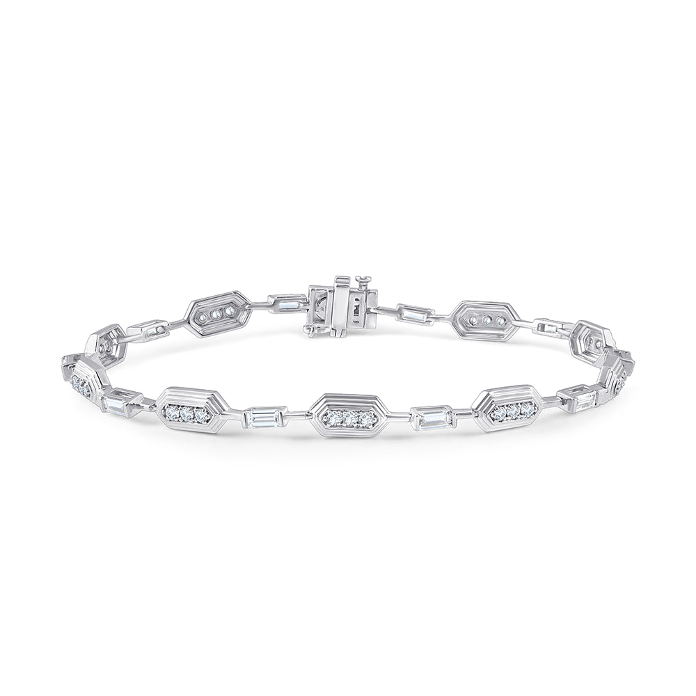 Baguette  Brilliant Cut Station Bracelet