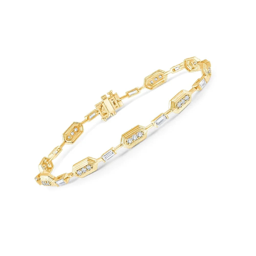 Baguette  Brilliant Cut Station Bracelet