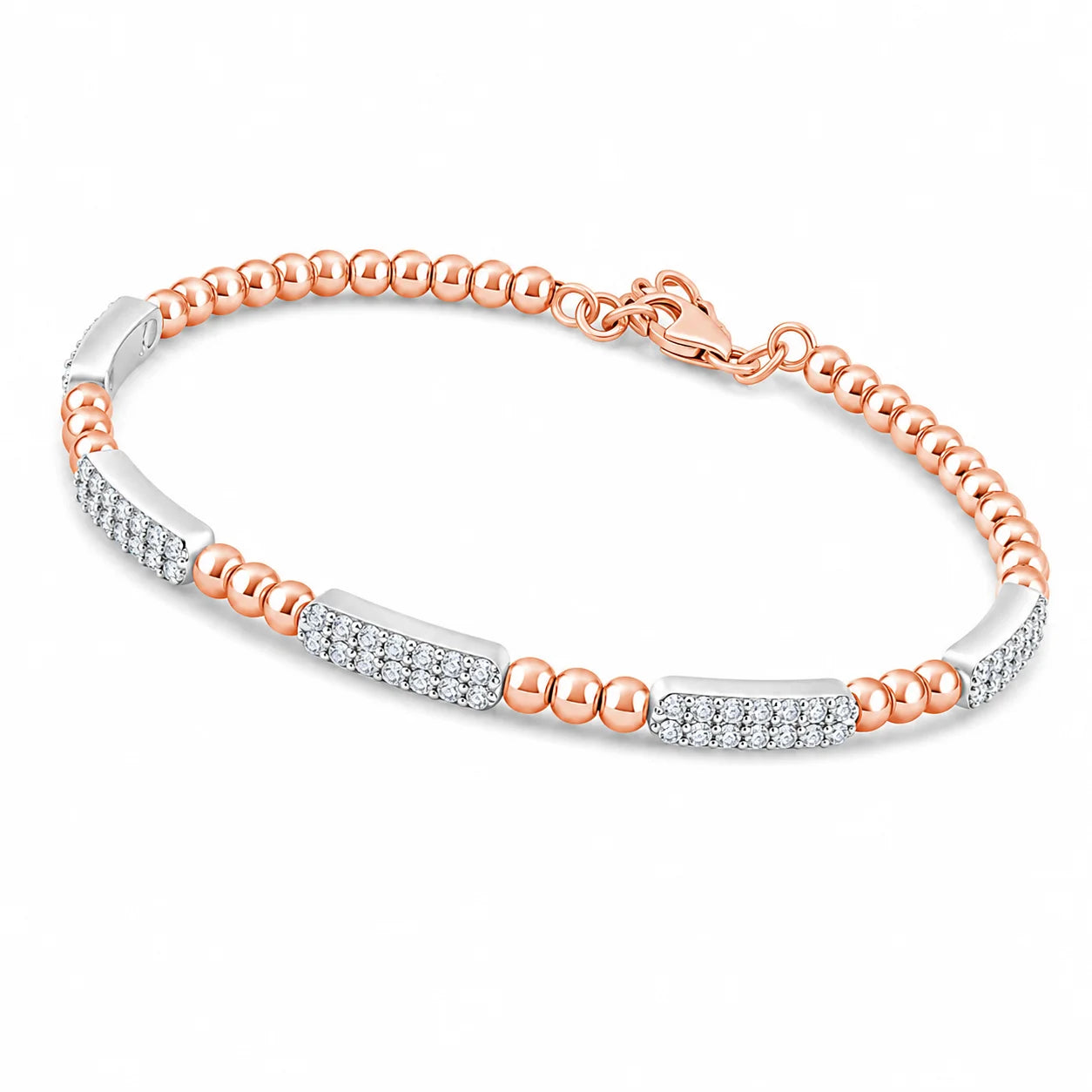 Brilliant Cut Beaded Bar Bracelet